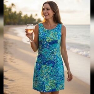 Lilly Pulitzer Cathy Shift Dress in Sea Blue Lilly's Lagoon Size 2
